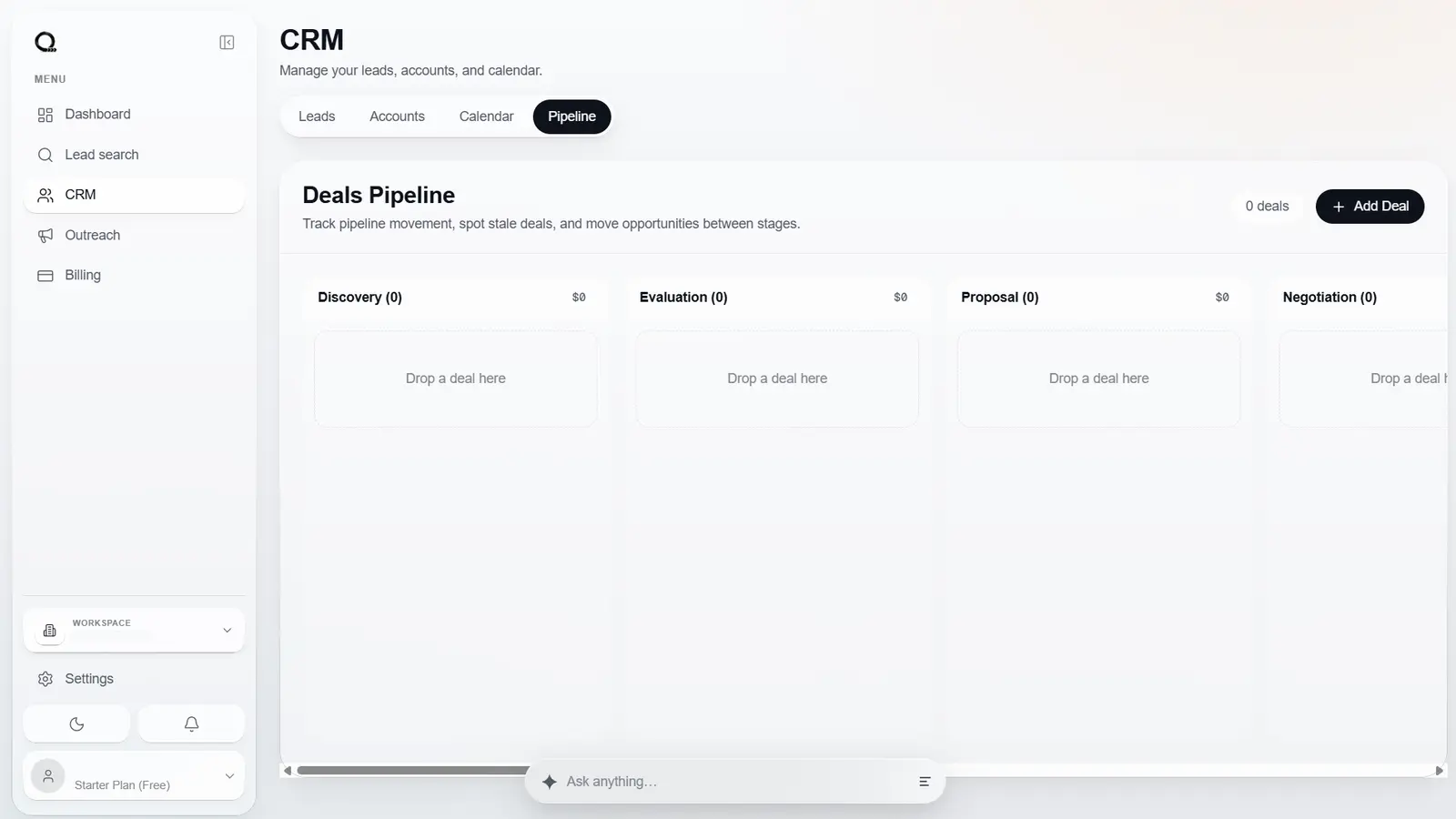Quickpipe qualified leads pipeline showing sales opportunities ready for follow-up